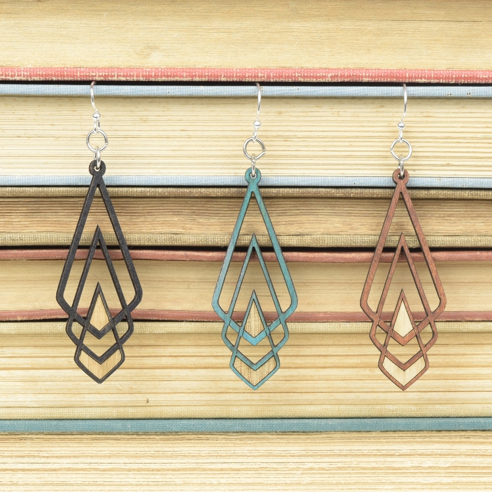 Greentree Laser Cut Wooden Earrings Teal